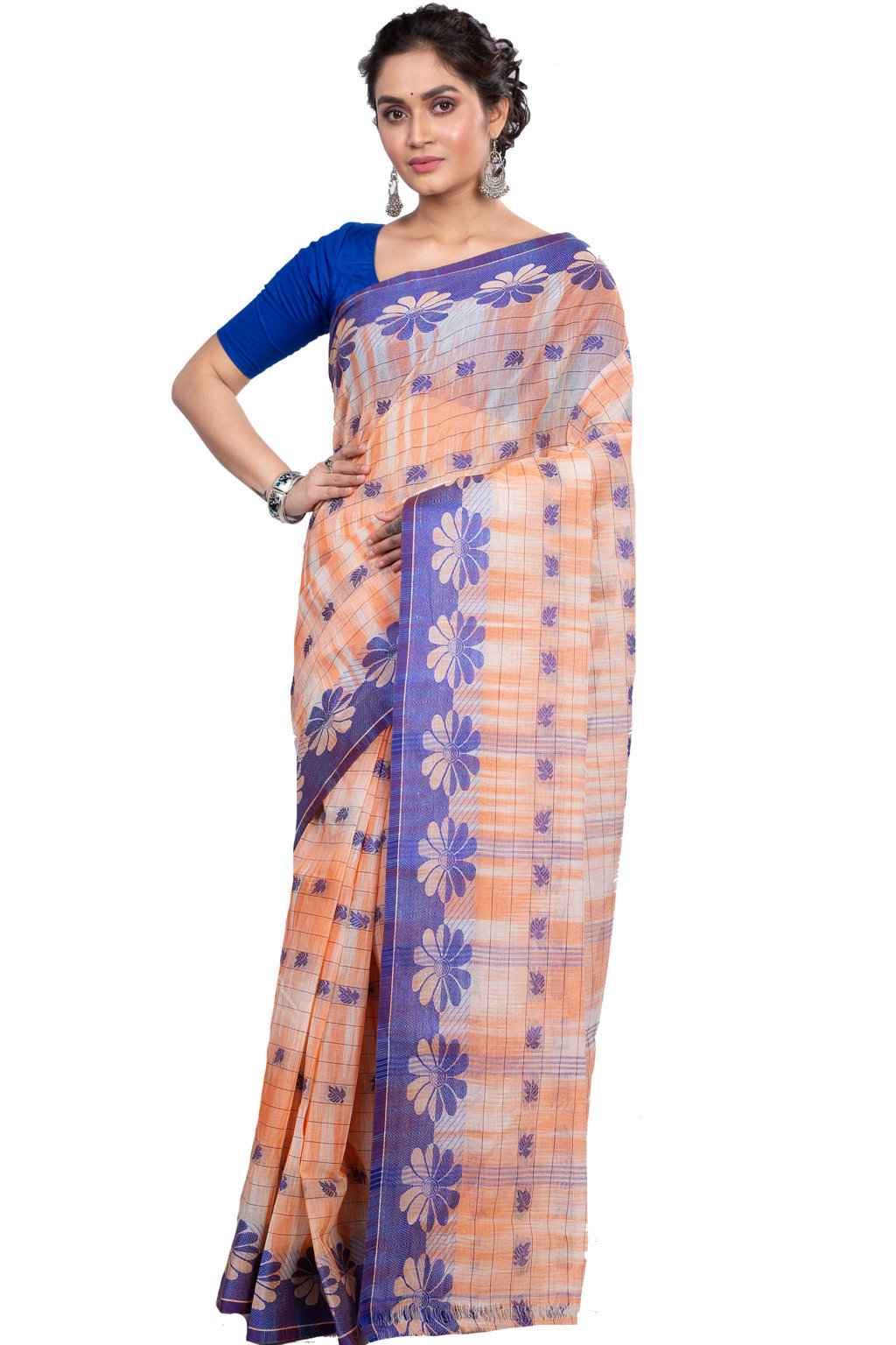 Light Orange Pure Cotton KotkiTat Tant Saree (892)